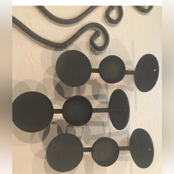 Ganz Set/3 Wrought Iron Wall Mount Sconces Purple Glass Candle Holders - Picture 9 of 10